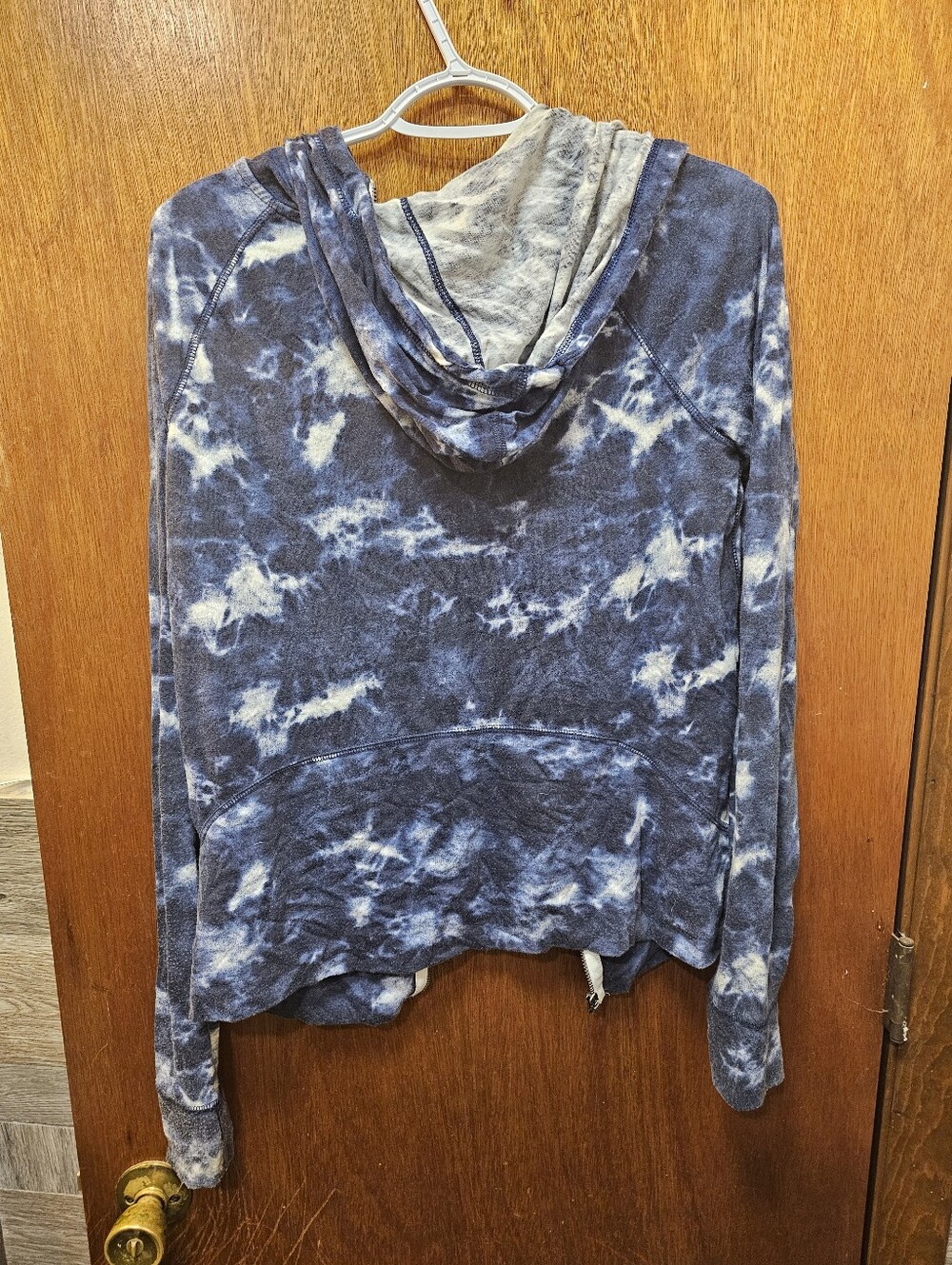 SQ Womens Tie-Dye Zip Hoodie Jacket - Blue & White - Picture 2 of 3